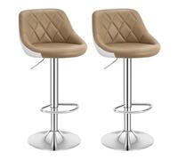 WOLTU Sgabelli cucina, Sgabelli da Bar Set di 2, Sedia da Bar Girevole Regolabile in Altezza, con Schienale Poggiapiedi, in PU, Cachi, BH30kk-2