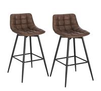 WOLTU Sgabelli da Bar Set 2, con Schienale, in PU Marrone | Sgabello Cucina, Stile Industriale, Sedia Alta per bar, Sala da pranzo, Gambe in Metallo