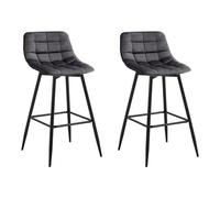 WOLTU Sgabelli da Bar Set 2, con Schienale, in Velluto Grigio Scuro | Sgabello Cucina, Stile Industriale, Sedia Alta per bar, Sala da pranzo, Gambe in Metallo