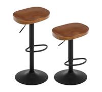 WOLTU Sgabelli da Bar Set di 2, per Colazione in Legno Massiccio, Sgabelli Cucina a Sella, Altezza Regolabile, Sgabelli Girevoli a 360° con Poggiapiedi, Marrone, BH413br-2