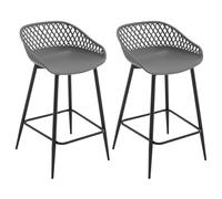 WOLTU Sgabelli da Bar Set di 2, Sgabelli da Bar per Colazione, Sgabelli da Cucina con Poggiapiedi e Schienale, Sgabelli Alto con Seduta in Plastica, Grigio, BH417gr-2