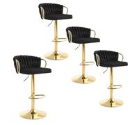 WOLTU Sgabelli da Cucina Set 4, con Schienale Ampio, in Velluto, Nero