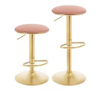 WOLTU Sgabelli da Cucina Set di 2 Girevoli a 360°, Sgabelli Bar Regolabili in Altezza da 60 a 80,5 cm, con Seduta in Velluto per Sala da Pranzo, Soggiorno, Bar, Rosa, BH302rs-2