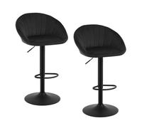 WOLTU Sgabelli da Cucina Set di 2, Sgabelli da Bar Girevoli Altezza Regolabile con Schienale e Poggiapiedi, Velluto