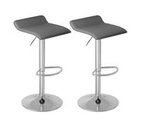 WOLTU Sgabelli da Cucina Set di 2, Sgabello da Bar Colazione Regolabile in Altezza, Sedia da Banco Girevole a 360°per Bar, Cucina, Banco, Caffè, PVC+Metallo, con Poggiapiedi, Grigio+Argento