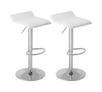 WOLTU Sgabelli da Cucina Set di 2, Sgabello da Bar, Regolabile in Altezza, Girevole a 360°per Bar, Cucina, Banco, Caffè, PVC+Metallo, con Poggiapiedi, Bianco+Argento