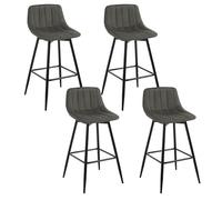WOLTU Sgabelli da Cucina Set di 4, Sedie da Bar in Velluto, Sgabelli Alti con Schienale, per Colazione da Bistro, Isola, Banco, Grigio Scuro