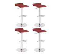 WOLTU Sgabelli da Cucina Set di 4, Sgabello da Bar Colazione Regolabile in Altezza, Sgabello da Banco Girevole a 360°per Bar, Cucina, Banco, Caffè, PVC+Metallo, con Poggiapiedi, Bordeaux+Argento