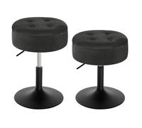 WOLTU Sgabelli da Trucco Set 2, con Contenitore, in Velluto, Nero | Sgabello Altezza Regolabile, 50-66.5cm, Sedia da Bar Rotondo, per Cucina Soggiorno, Toeletta Trucco, Postazione, in Metallo