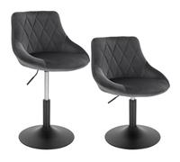 WOLTU Sgabelli Trucco Set 2,Sedie Cucina con Schienale Velluto,Grigio Scuro