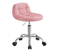 WOLTU Sgabello con Ruote, Sedia da Trucco, Altezza Regolabile per Estetista Parrucchiere, Tattoo Studio e Salone, Velluto, Rosa