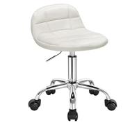 WOLTU Sgabello con Ruote, Sedia da Trucco, Altezza Regolabile per Estetista Parrucchiere, Tattoo Studio e Salone, Velluto, Crema