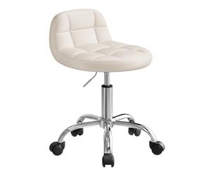 WOLTU Sgabello con Ruote, Sedia da Trucco, Altezza Regolabile per Estetista Parrucchiere, Tattoo Studio e Salone, Velluto, Crema