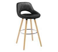 WOLTU Sgabello Cucina, con Schienale, Pelle Sintetica, Legno, Nero