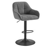 WOLTU Sgabello da Bar con Braccioli, Sgabello Alto Girevole e Regolabile, Sedia da Cucina con Poggiapiedi e Schienale, per Bistrot, Pub, in Velluto a Coste e Ciniglia, Grigio Scuro, BH400dgr-1