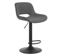 WOLTU Sgabello da Cucina, Sedia da Bar in Lino, Grigio | Sgabello Regolabile in Altezza, con Schienale, Seduta Imbottita Girevole a 360°, per Bistrot, Cucina, Pub, Base in Metallo