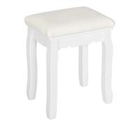 WOLTU Sgabello da Trucco, in Velluto e Legno, Bianco | Sgabello Toeletta Imbottito, Sedia da Make Up, Design Barocco, per Camera da Letto, Tavolo da Trucco, 37x28x44,5cm