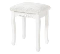 WOLTU Sgabello Toeletta Trucco, Legno di MDF+Rovere, Bianco+Beige