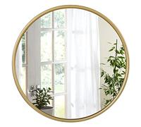WOLTU Specchio da Parete, Specchio Bagno, Cornice in Metallo Antiruggine, Specchio Decorativo per Bagno con Immagine Nitida, Ideale per Trucco e Arredamento Moderno, Rotondo Dorato 50cm