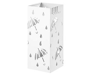 WOLTU SST02ws Portaombrelli Supporto da Appoggio per Ombrellone Contenitore Quadro in Ferro Bianco