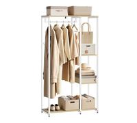 WOLTU Stand Appendiabiti con Ripiani Attaccapanni Guardaroba Scaffale Porta Abiti in Legno Acciaio