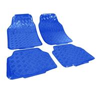 WOLTU Tappetini Auto Universali Tappeto Antiscivolo PVC Simil Alluminio Set 4 Pezzi Blu Lucido