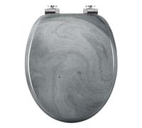 WOLTU Tavoletta WC Ammortizzata, Copriwater a Forma di O, Sedile per WC con Paracolpi Antiscivolo, in MDF con Motivi,Montaggio dal Basso, Distanza tra Fori 13-17,5cm