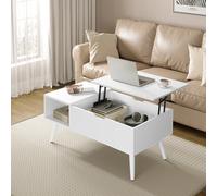 WOLTU Tavolino da caffè regolabile in altezza Tavolo da soggiorno con pannello di sollevamento portaoggetti nascosto Tavolo pieghevole per divano laterale Decorazioni per la casa