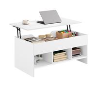 WOLTU Tavolino da Caffè Sollevabile dall'Alto, tavolino Salotto con 1 Scomparto Nascosto e 3 Scomparti Aperti, 96x51x45cm, in Legno Ingegnerizzato, BTS19ws