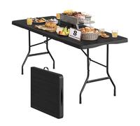WOLTU Tavolino Pieghevole Rettangolare, 180x74x74 cm, Nero