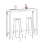 WOLTU Tavolo Alto con 2 Sgabelli, Set Pranzo per Cucina, Sala da Pranzo, Isola da Cucina, Sgabelli Rotondi, Struttura in Metallo, Design Industriale, Bianco