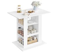 WOLTU Tavolo da Bar con Vano Portaoggetti, Tavolo da Bistrot con 2 Portabicchieri, Bancone Bar per Bar Cucina Soggiorno, 105x94x68 cm, Bianco