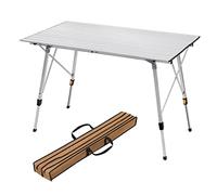 WOLTU Tavolo da Campeggio Pieghevole Portatile in Alluminio per Picnic Giardino Altezza Regolabile 120x68,5x59/78,5 cm Argento