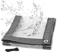 WOLTU Telone Idrorepellente per Esterno Trasparente Telo Occhiellato in PVC 380g/m2, Protezione da Pioggia Vento Sole Copertura per Balcone Pergolato Serra con Corda 3 x 4 m