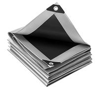 WOLTU Telone Occhiellato Idrorepellente, Telo di Copertura con Occhielli, Protezione Anti UV e Antipioggia in PE per Barca, Auto, Piscina, Grigio+Nero, 280 g/m², 5x6m