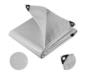 WOLTU Telone Occhiellato Idrorepellente Telo di Protezione Pesante Antipioggia Copertura da Esterno PVC 500 g/m² 4x5 m Grigio Chiaro