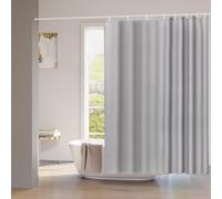 WOLTU Tenda da Doccia 200x200 cm Grigio in Tessuto Antimuffa, Impermeabile e Lavabile, Tenda da Bagno in Poliestere con 12 Anelli per Doccia e Vasca da Bagno