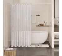 WOLTU Tenda da Doccia 180x180 cm con Magneti sul Fondo, Tenda per Vasca da Bagno Semitrasparente Antimuffa, Impermeabile con Motivo 3D, 12 Anelli