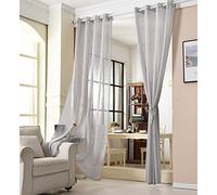 WOLTU Tenda Finesta Trasparente, conveniente per camera da letto/soggiorno/biblioteca, leggera e aerata, per Camera da Letto Voile 1 Pannello 140x245 cm Grigio chiaro