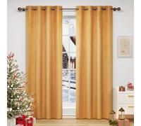 WOLTU Tende Oscuranti con Occhielli Tende Termiche Opache in Velluto 300 g/m² per Soggiorno Camera da Letto 2 Pannelli Giallo Senape 140x270 cm