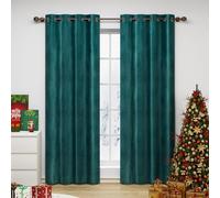 WOLTU Tende Oscuranti con Occhielli Tende Termiche Opache in Velluto 300 g/m² per Soggiorno Camera da Letto 2 Pannelli Verde scuro 140x245 cm