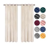 WOLTU Tende Oscuranti con Occhielli Tende Termiche Opache in Velluto 300 g/m² per Soggiorno Camera da Letto 2 Pannelli Beige 140x225 cm