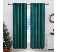 WOLTU Tende Oscuranti Tende Termiche Opache in Velluto 300 g/m² per Soggiorno Camera da Letto 2 Pannelli Verde Scuro 140x270 cm