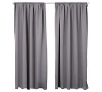 WOLTU Tende Oscuranti Termiche Isolanti per Finestra Tenda Opaca Senza Occhielli 2 Pannelli 135x225 cm, Grigio Scuro