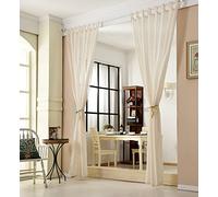 WOLTU Tende Trasparenti Tenda Finestra Camera da Letto Decorazione per Casa Lino Voile 2 Pannelli Crema 140x245 cm