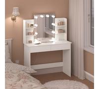 WOLTU Vanity Tavolo cosmetico Toeletta con illuminazione a LED Tavolo da trucco con specchio Comò Scrivania per camera da letto per ragazze e donne