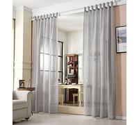 WOLTU VH5864dgr Tenda Trasparente per Finesta Camera da Letto Lino Voile 1 Pannello Grigio Scuro 140x225 cm