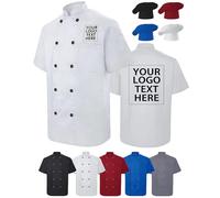 WolunLi Cappotto da cuoco personalizzato uomo/donna giacca da chef Bulk Logo/nome/testo Cappotto da chef con tasche Ristorante/Hotel Uniforme, Bianco, XS-3XL