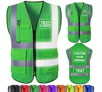 WolunLi Gilet Sicurezza Personalizzato con Logo, Nome e Testo - Giubbotto Riflettente Alta Visibilità con Tasche, Poliestere, Taglia L, Colore Verde