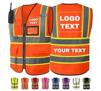 WolunLi Gilet Sicurezza Personalizzato con Logo Testo Nome Giubbotto Sicurezza Personalizzato Riflettente con tasche gilet alta visibilità personalizzato giubbotto lavoro personalizzato Orange L